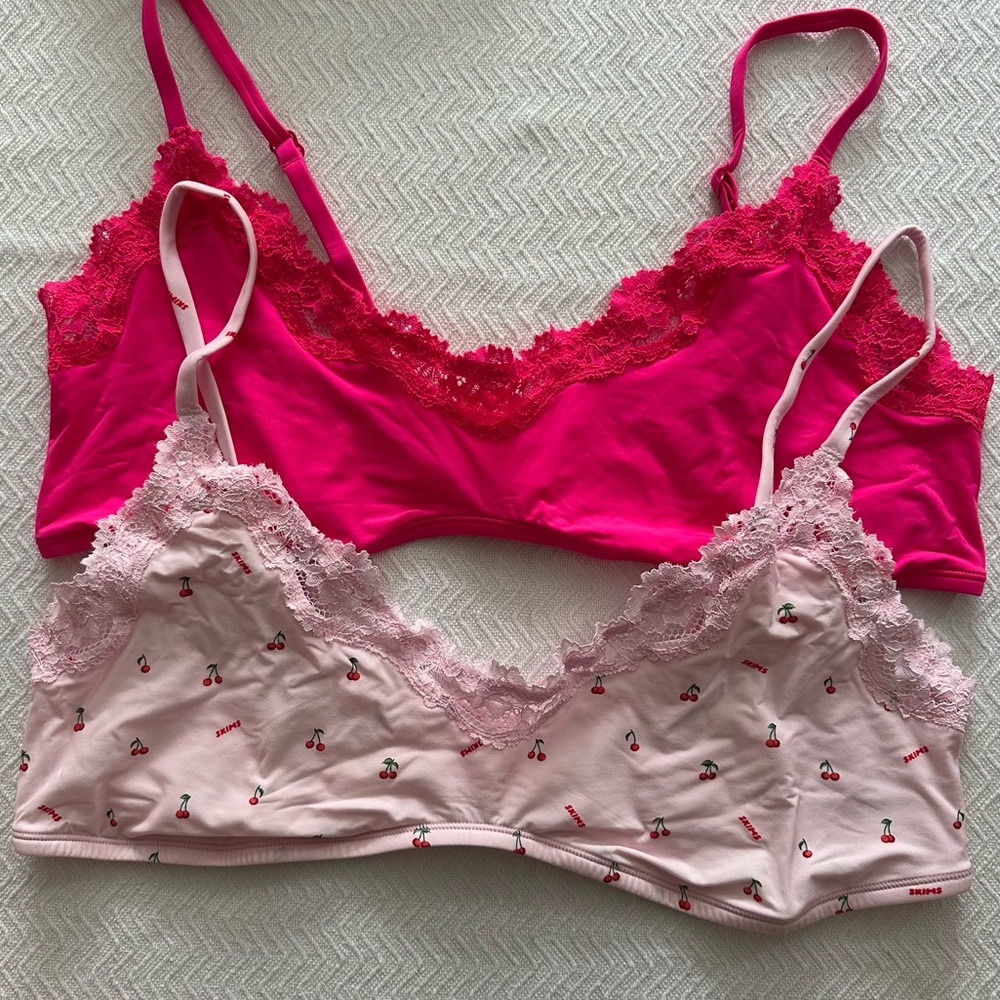NEW! SKIMS Fits Everybody Lace Scoop Bralette 2-Pack, Size 3X Intimates Lingerie - Picture 4 of 10